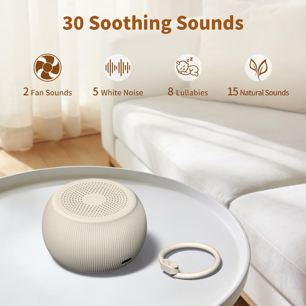 Skiennix Portable Travel Sound Machine - 30 Soothing Sounds & 40h Battery Life | Adjustable Volume & Timers