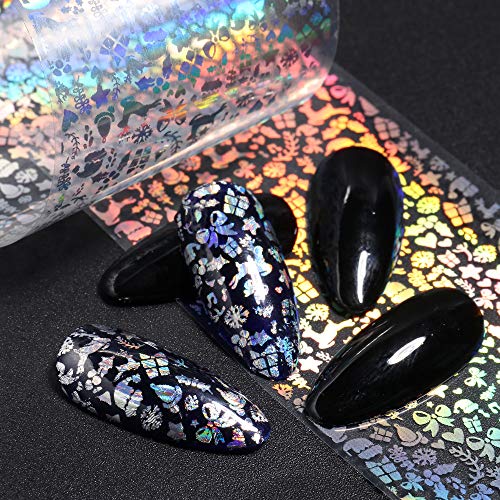 Snowflake Nail Foil Art, 3D Holographic Winter Art Transfer Foils