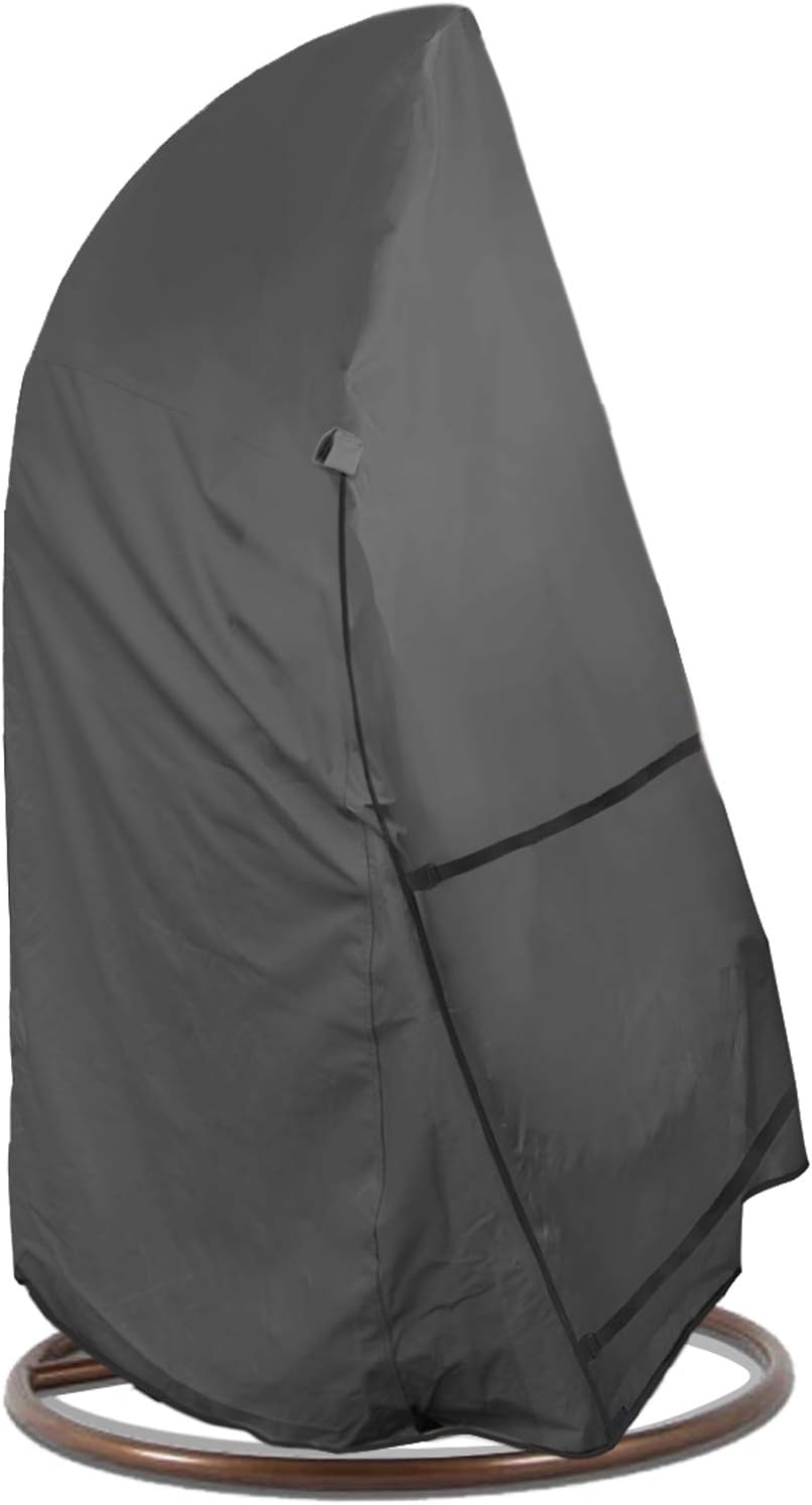 ULTCOVER Patio Hanging Egg Chair Cover - Waterproof Protection for Single Seat Swing | 45W x 33D x 68H Inches, Black