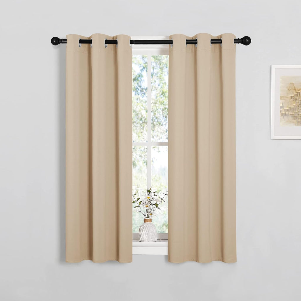 NICETOWN Room Darkening Curtain Panels - Thermal Insulated Grommet Drapes, Biscotti Beige, 29" x 40" (Set of 2)