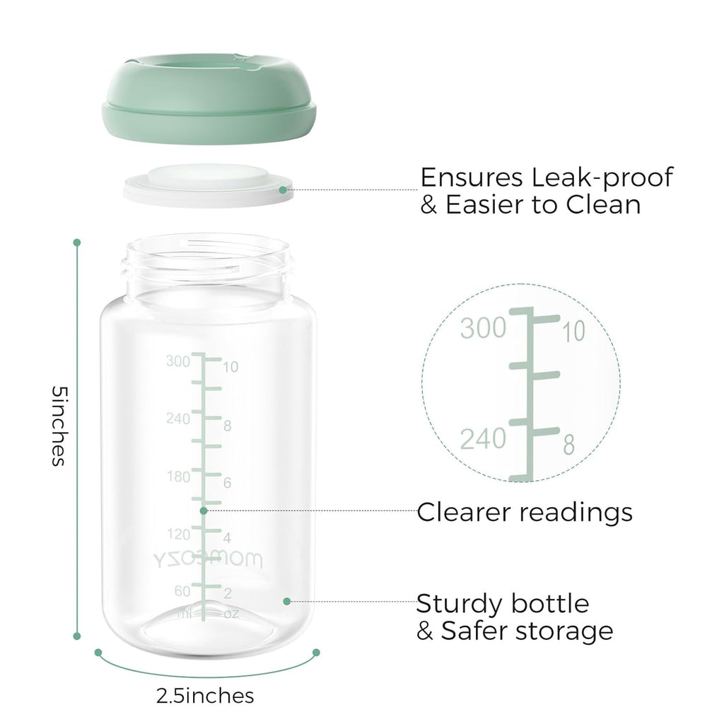 Momcozy Natural Baby Bottle - Wide-Neck, BPA-Free Breast Milk Storage | 11 oz, 4-Pack for Fridge & Cooler