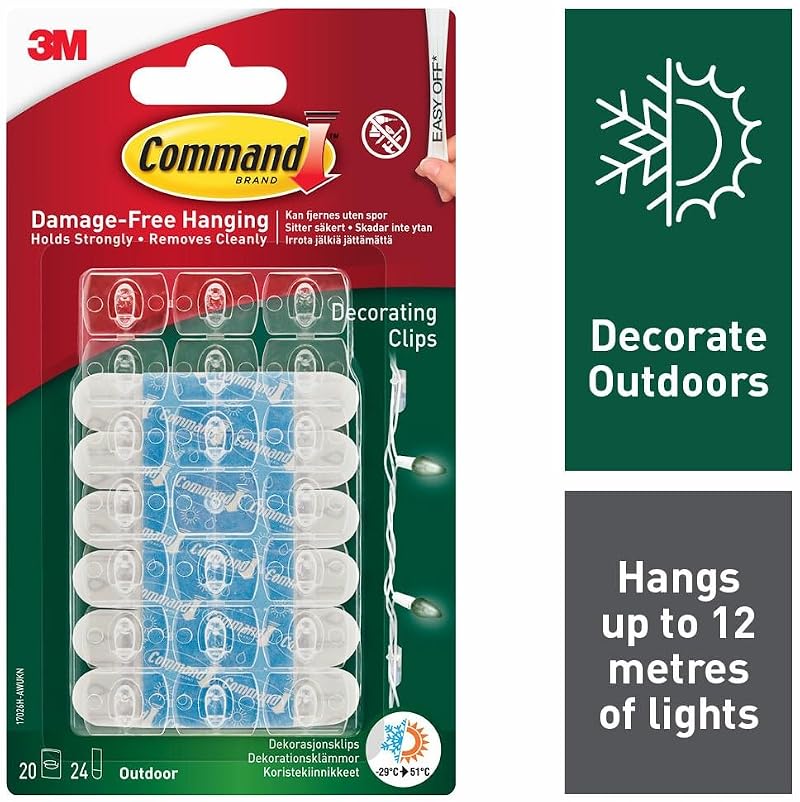 Command Transparent Decorating Clips with Adhesive Strips (20 Pack)