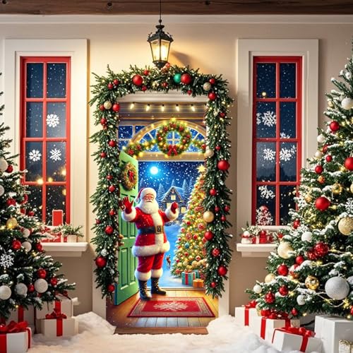 Nuxovilar Santa Claus Christmas Door Cover Banner 35x71 Inches - Variation CC00929
