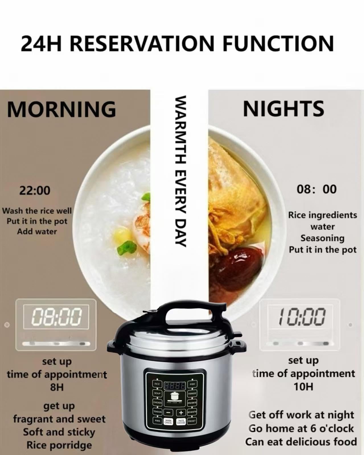 Zuguachi 10-in-1 Electric Pressure Cooker 6QT, 1050W Programmable Multi Cooker, Slow Cooker Rice Cooker Black