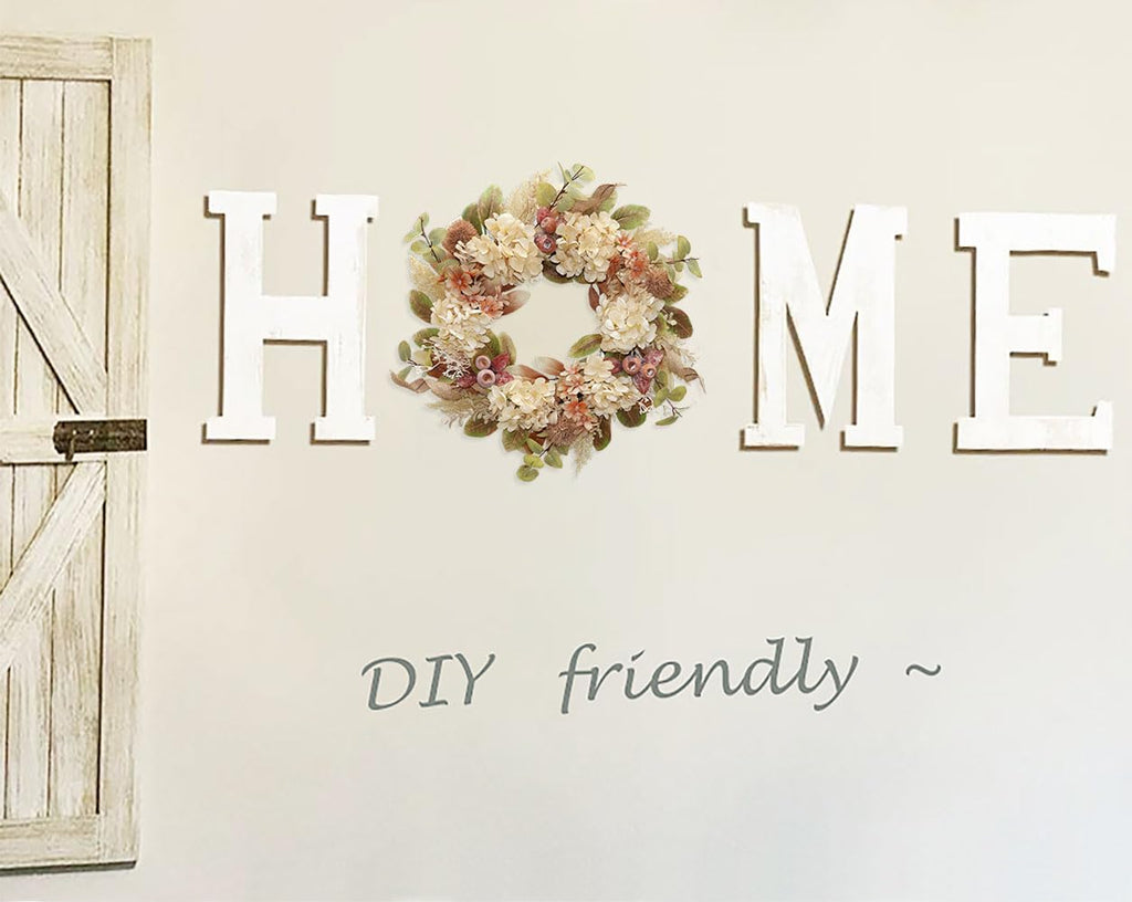 BINFEN 18 Inch Lush Fall Wreath for Front Door, Boho Brown Outdoor Wreath with Faux Dried Hydrangea Pampas Burlap & Flowers, Farmhouse Fall Winter Thanksgiving Harvest Décor