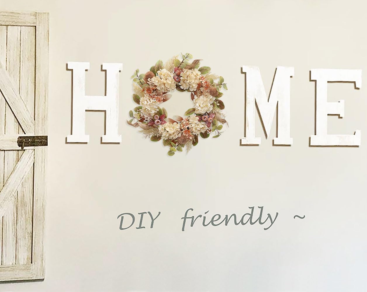 BINFEN 18 Inch Lush Fall Wreath for Front Door, Boho Brown Outdoor Wreath with Faux Dried Hydrangea Pampas Burlap & Flowers, Farmhouse Fall Winter Thanksgiving Harvest Décor