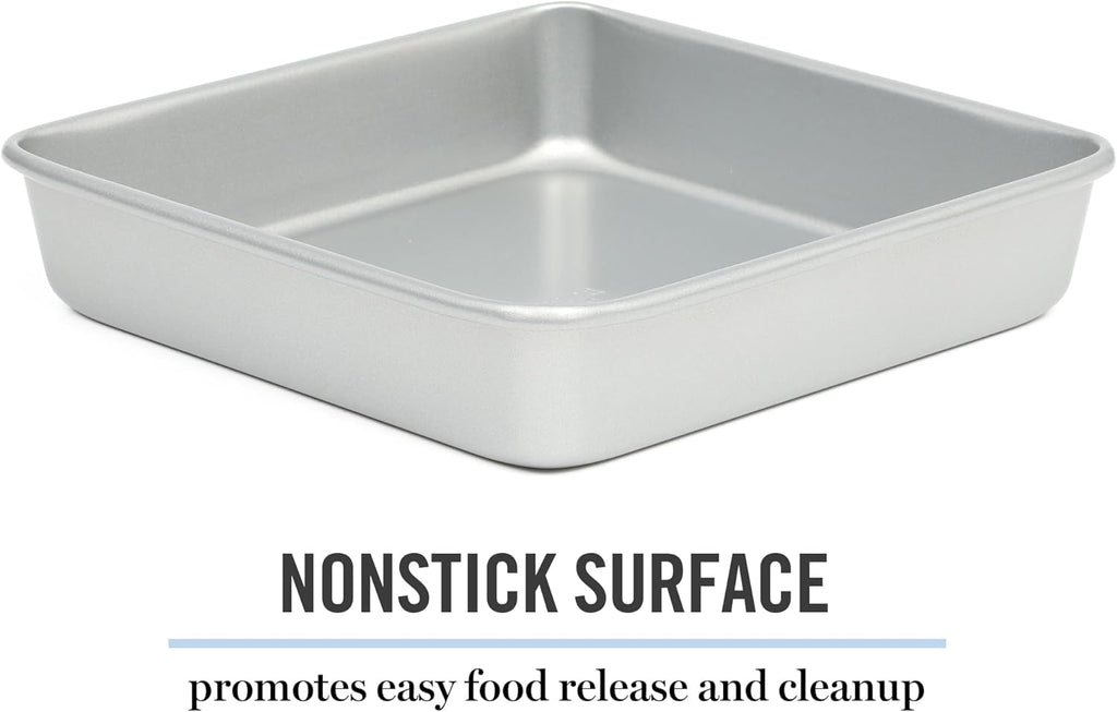 Martha Stewart Gallen 9-Inch Square Nonstick Cake Pan - Durable Carbon Steel Bakeware for Desserts