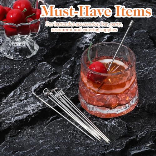 Stainless Steel Martini Cocktail Picks Set of 9 - Reusable Olive Skewers