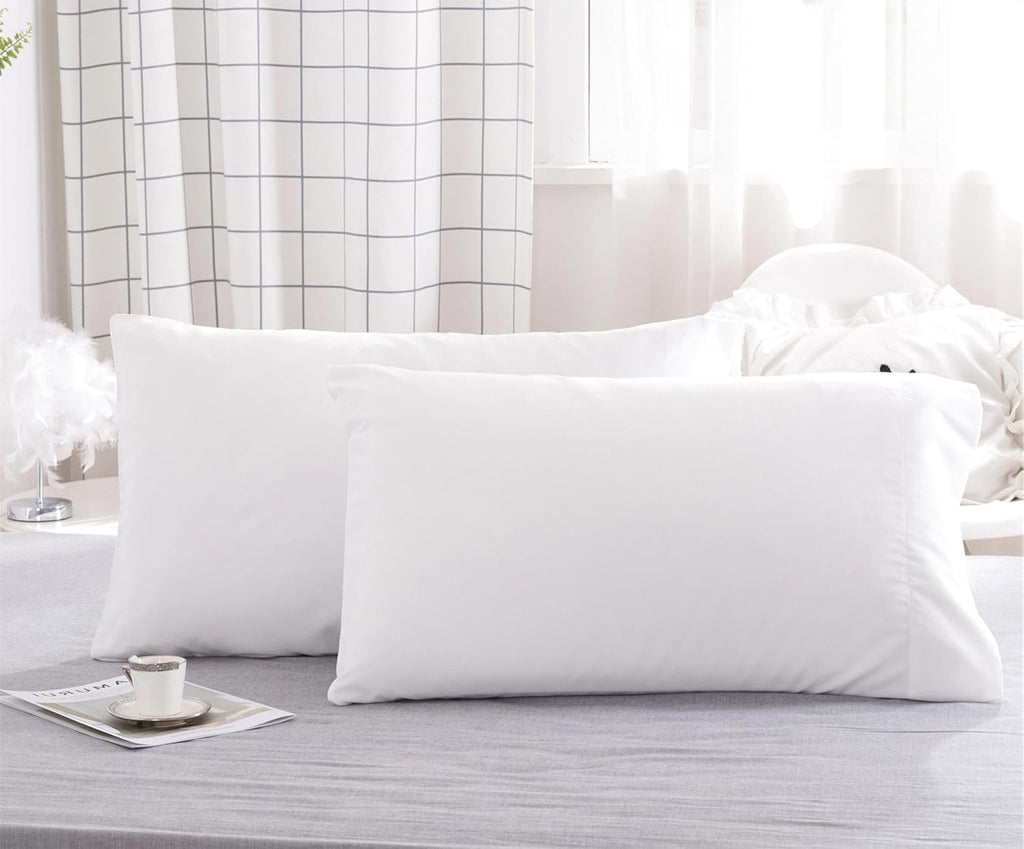 Microfiber Pillowcases 2 Pack - Super Soft, Wrinkle & Stain Resistant, 20x26, White | Envelope Closure