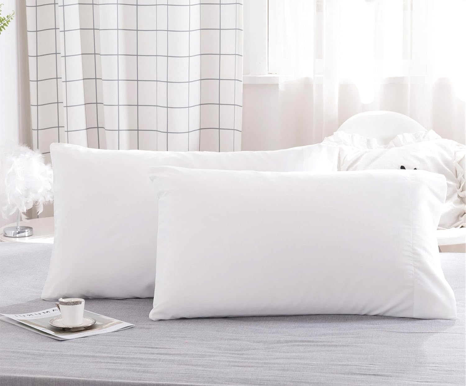 Microfiber Pillowcases 2 Pack - Super Soft, Wrinkle & Stain Resistant, 20x26, White | Envelope Closure