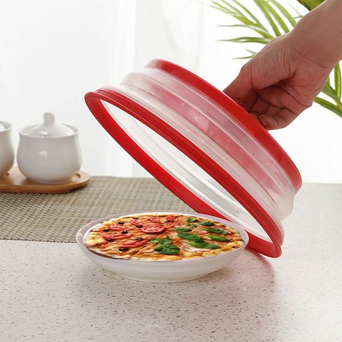 Collapsible Microwave Splatter Cover, Microwave Plate Cover With Steam Vent(10.5 IN,Dark pink)