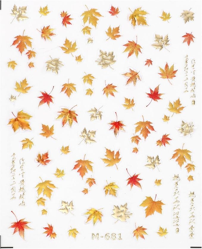 Sinbana 5D Self-Adhesive Fall Maple Leaf Nail Stickers