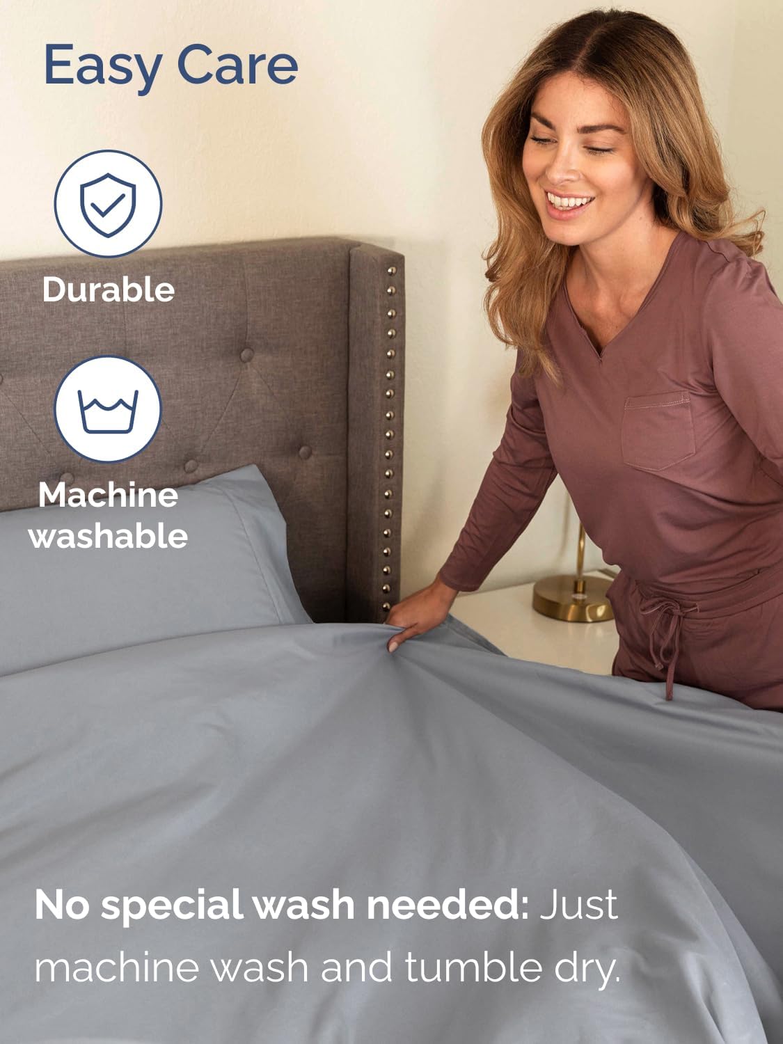 Skiennix Extra Deep Queen Sheet Set | 6-Piece Breathable Cooling Bedding - Soft, Wrinkle-Free Steel Blue