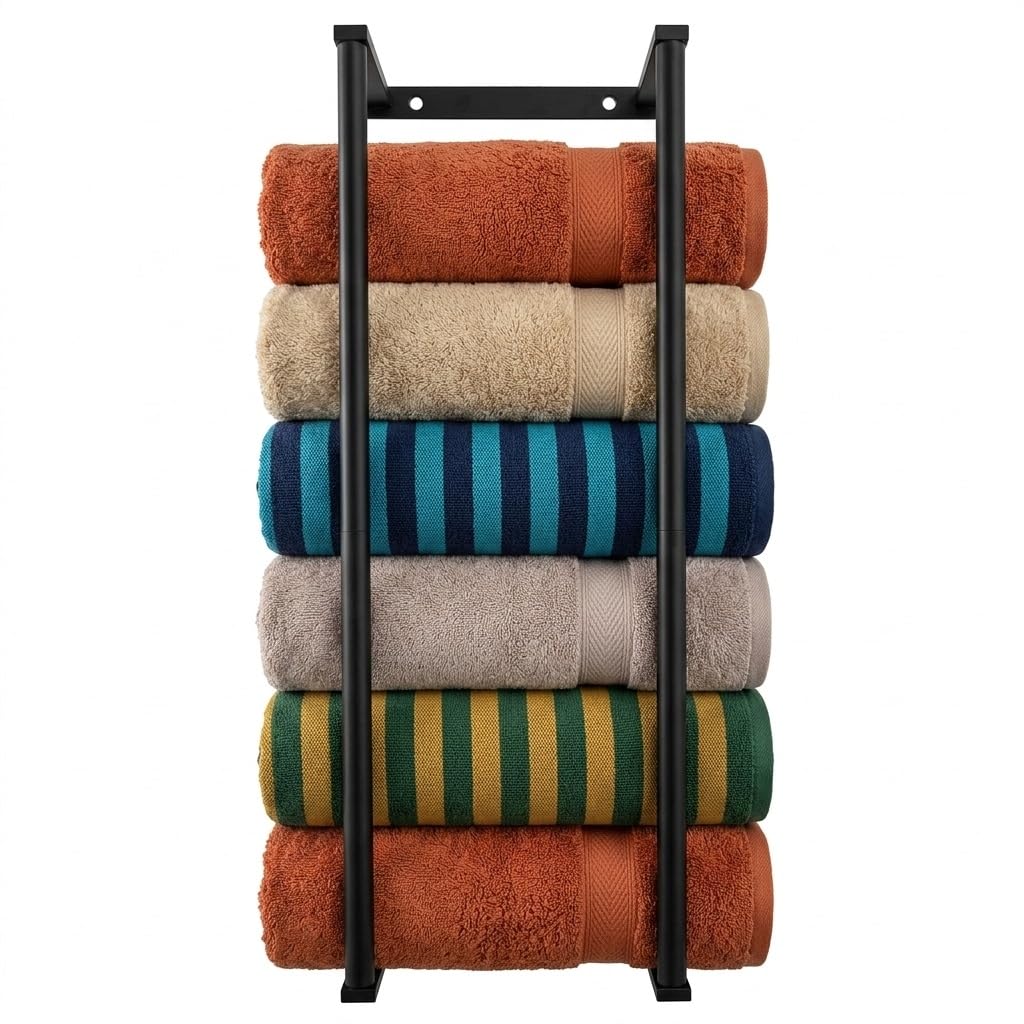 Bathroom Towel Storage Rack,28 Inch Stainless Steels Towel Racks for Bathroom, Wall Mounted Organizers and Storage Shelves for Bathroom,Brushed Silver