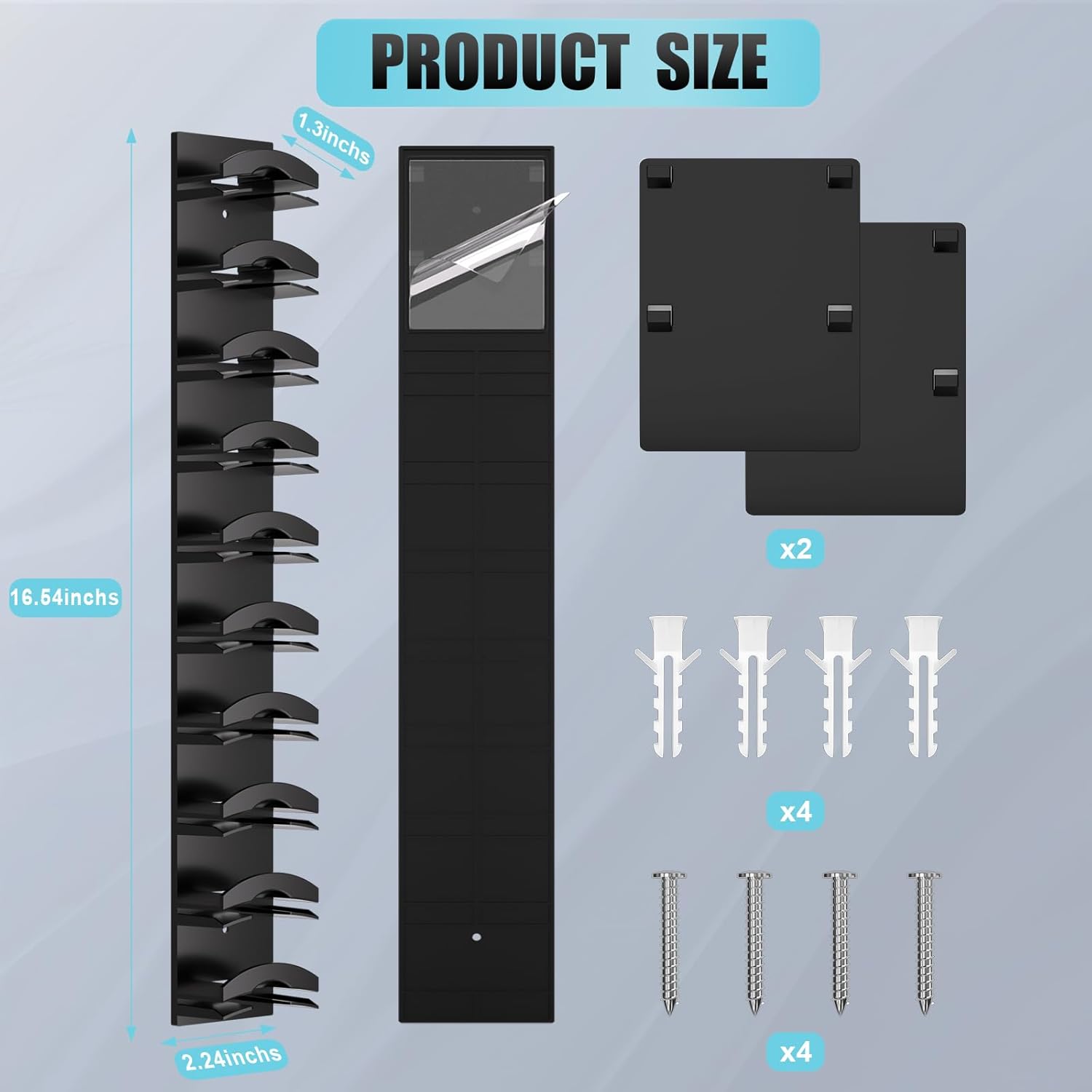 Skiennix Hat Organizer - Wall-Mounted Rack for Up to 20 Baseball Caps | Strong Adhesive, Black
