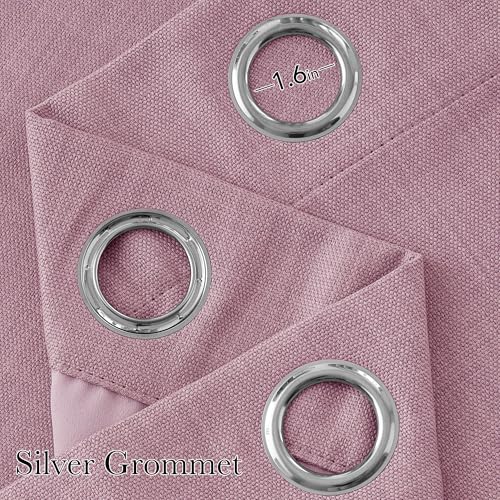 NICETOWN Faux Linen Pink Blackout Curtains 42"W x 63"L - 2 Panels