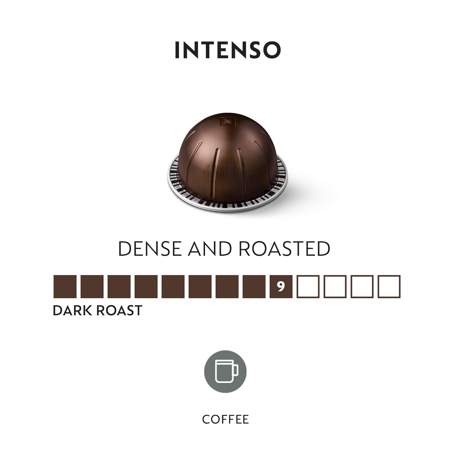 Nespresso Vertuo Intenso Dark Roast Coffee Capsules - 30-Count Pods for 7.8oz Brews