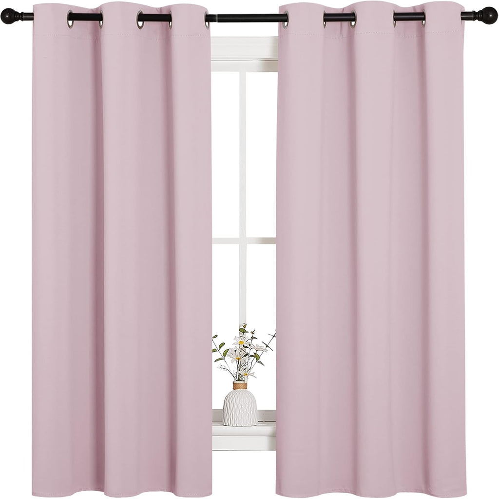 NICETOWN Blackout Curtains - Thermal Insulated Solid Grommet Drapes | Baby Pink, 42 x 63 Inches (1 Pair)