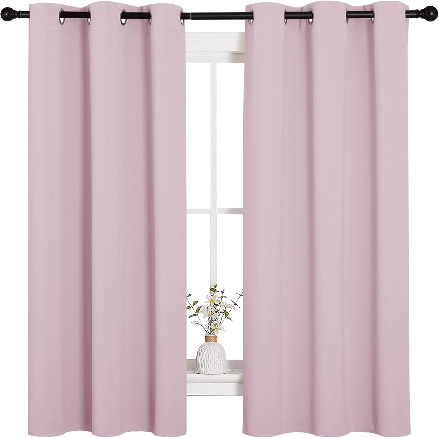 NICETOWN Blackout Curtains - Thermal Insulated Solid Grommet Drapes | Baby Pink, 42 x 63 Inches (1 Pair)