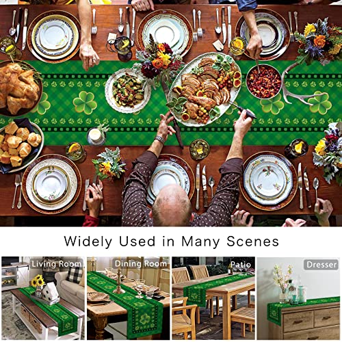 St. Patrick's Day Clover Buffalo Check Table Runner 13x36 Inch