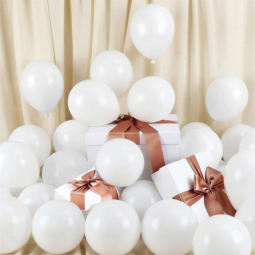 RUBFAC White Balloons - 5 Inch Latex Balloons for Graduation, Birthday & Wedding Decor | 120 Pack