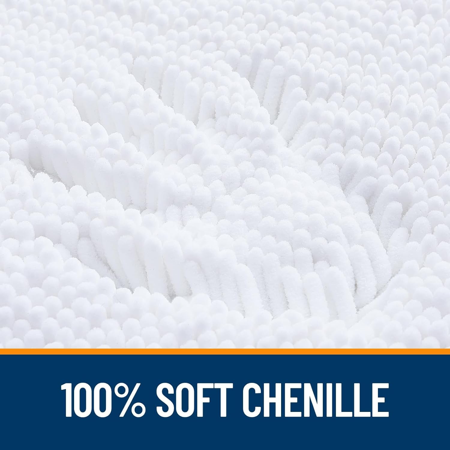 OLANLY U-Shaped Toilet Rugs - Extra Soft, Absorbent Chenille Bath Mat | 24x24, White, Machine Washable