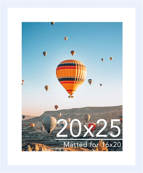 JCJMY 20x25 Picture Frame - Display 16x20 Photos with Mat or 20x25 Without Mat | White Wall Hanging Design