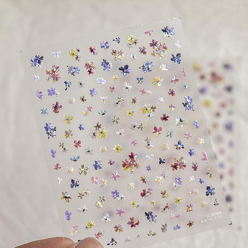 5D Embossed Floral Nail Stickers Self-Adhesive Spring Flower Nail Decals