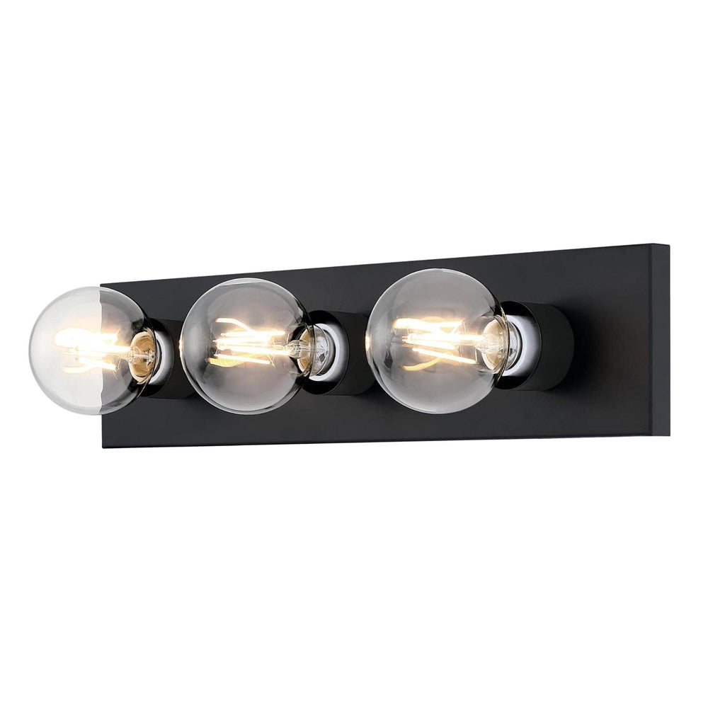 Westinghouse 6117500 Traditional Three-Light Indoor Vanity Light Fixture, Matte Black Finish, No Shades
