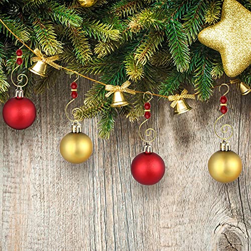 30 Pcs Christmas Ornament Hooks with Crystal Beads - Red Metal S-Shaped Decoration Hooks