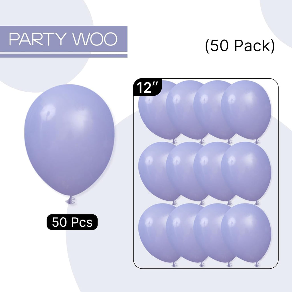 PartyWoo Dusty Purple Balloons - 50pcs 12 Inch Lavender Lilac Boho Decor for Graduation & Weddings