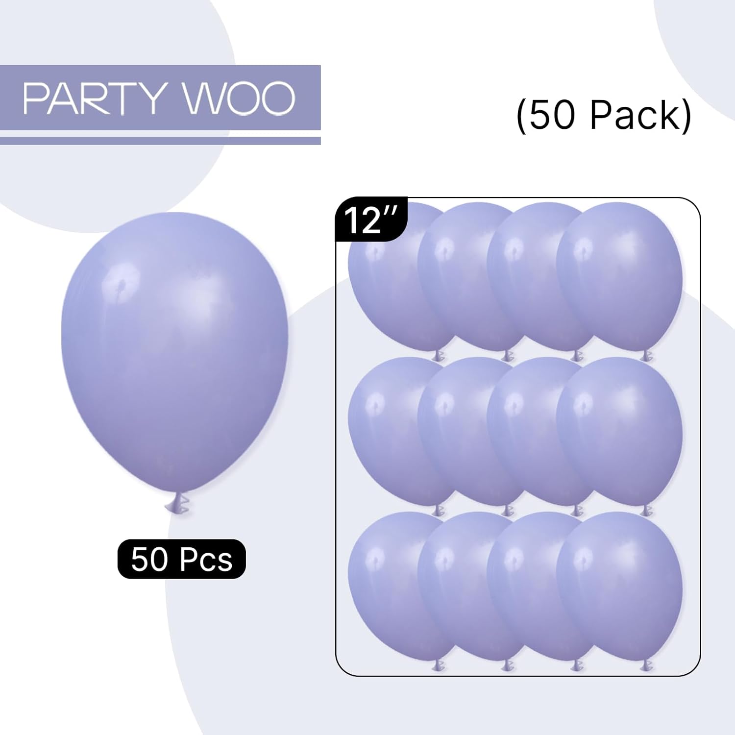 PartyWoo Dusty Purple Balloons - 50pcs 12 Inch Lavender Lilac Boho Decor for Graduation & Weddings