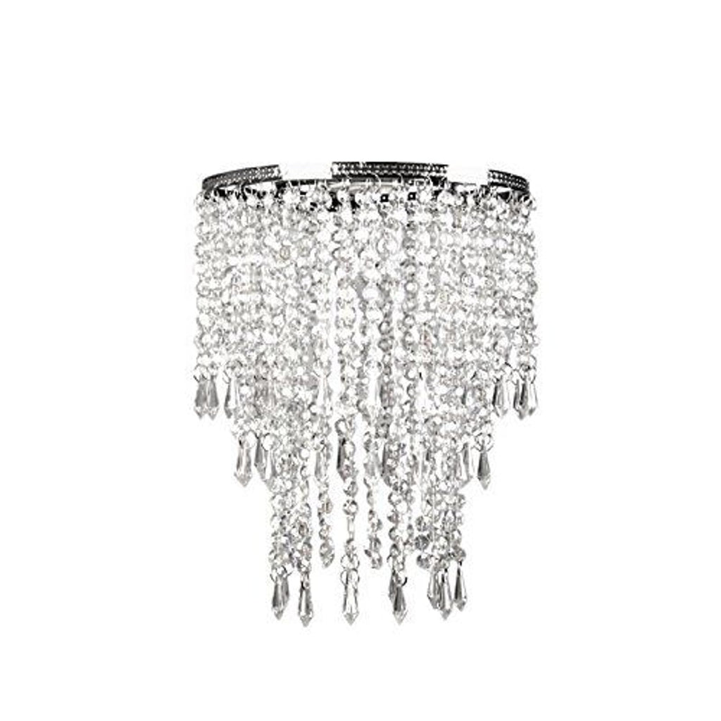 Tadpoles Faux Crystal Triple Layer Dangling Shade in Chandelier Style | 9" x 9" x 12" | Easy Installation | Works with All Basic E26 Light Bulbs | Made with Chrome Frame & Acrylic Beading