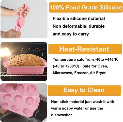 Acidea Nonstick Silicone Bakeware Set - 7-Piece BPA-Free Heat Resistant Kit for Cakes, Muffins & More
