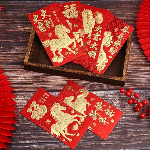 12PCS Chinese New Year Red Envelopes for 2026 Horse Festival