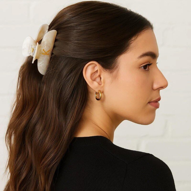 Skiennix Glitter Initial Claw Clips - Cute Valentine's Day Gift for Her | Letter E, Perfect for Teens & Women