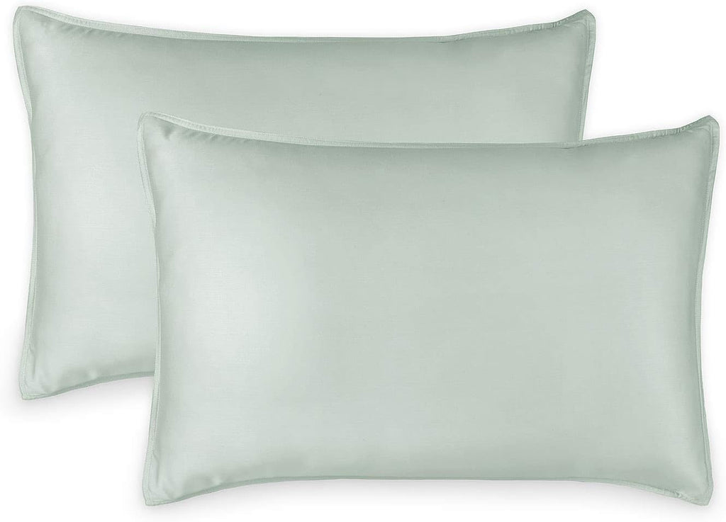 Pure Bamboo Queen Pillowcases - Luxuriously Soft & Cooling 100% Organic Viscose | Double Stitching, Sea Glass (Set of 2)