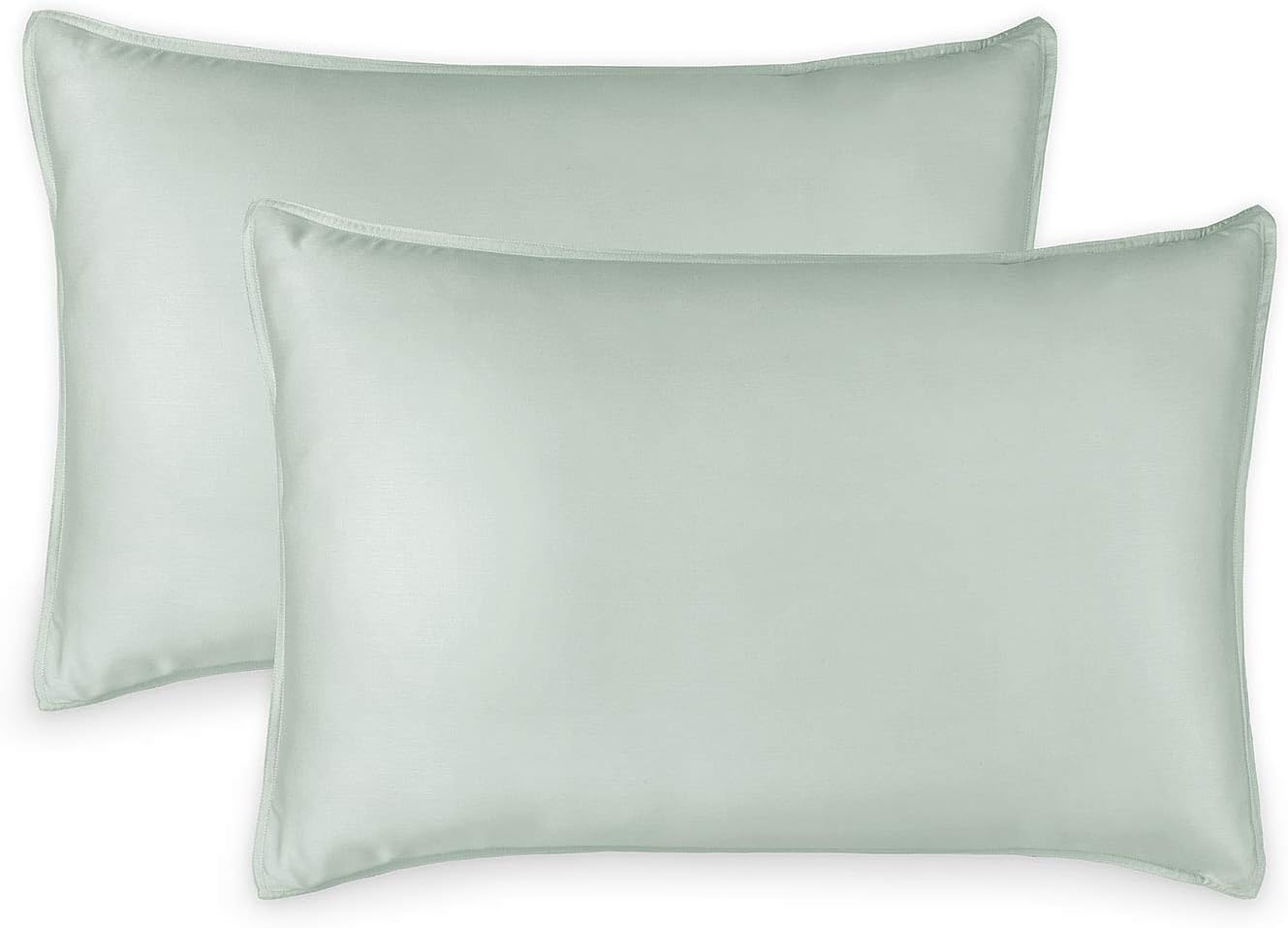 Pure Bamboo Queen Pillowcases - Luxuriously Soft & Cooling 100% Organic Viscose | Double Stitching, Sea Glass (Set of 2)
