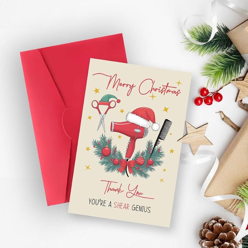 Cute Hair Stylist Christmas Card - Thank You Gift for Beauticians