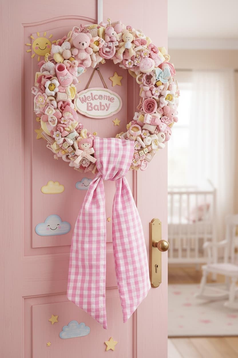 Regine Switzerland Pink Plaid Wreath Sash - Versatile Front Door Decoration for Weddings & Holidays