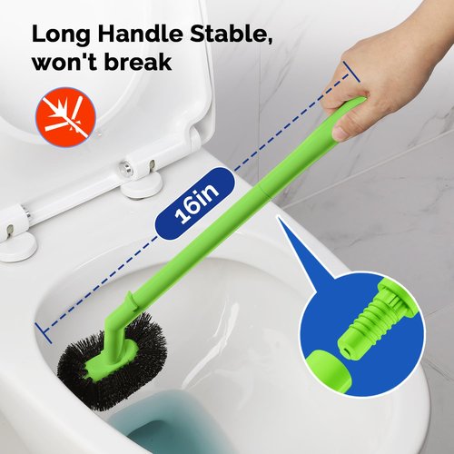 HAMITOR Toilet Plunger Bowl Brush Combo：Heavy Duty Rubber for Drain Clog Remover - Curved Design Bristles for Deep Cleaning Under Rim - Compact Bathroom Cleaning Tools for New Homet Essentials-Green