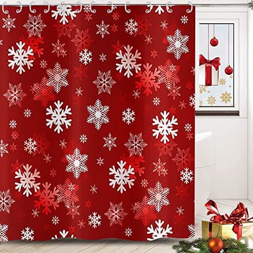 Christmas Snowflake Shower Curtain - Waterproof & Machine Washable, 72"x72"