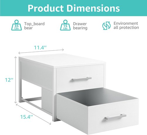 BOLUO Stackable Storage Drawers - Narrow Closet Organizers | Modern White 2-Drawer Dresser (2-Pack)