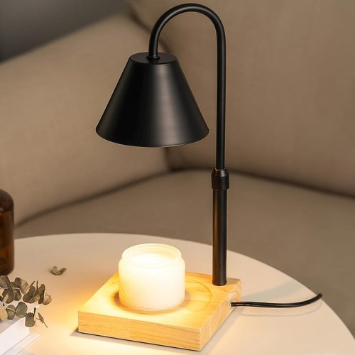 GODONLIF Dimmable Candle Warmer Lamp - Adjustable Height & Timer | Wooden Base, Includes 2 Bulbs