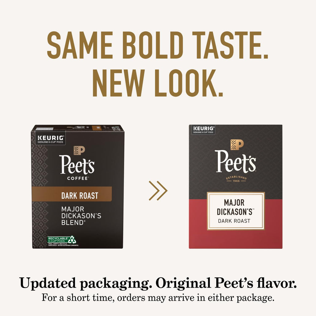 Peet's Coffee Dark Roast K-Cup Pods - 100% Arabica Major Dickason's Blend, 48 Count Box
