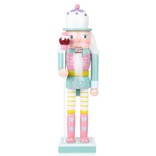 BESPORTBLE 25CM Christmas Nutcracker Soldier, Wooden Pink Nutcracker Figure, Christmas Decoration Cute Figurine for Holiday Party and Festive Home Decor