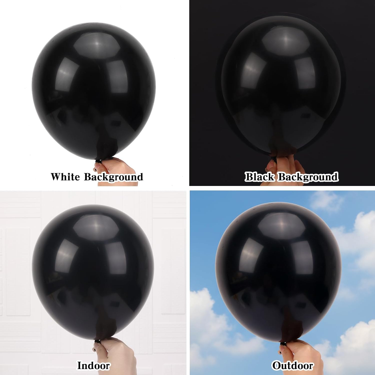 RUBFAC Black Balloons - 154pcs in Various Sizes (5-18 Inches) for Halloween & Birthday Decor