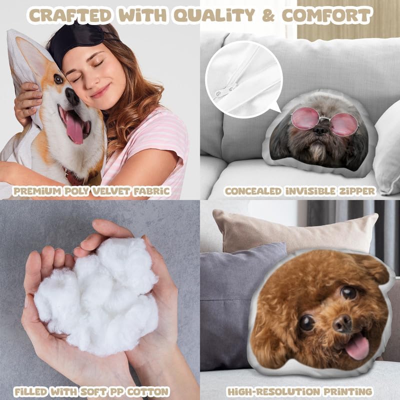 Skiennix Custom Pet Pillow - Personalized Dog & Cat Face Pillow | Unique Pet Memorial Gift for Pet Lovers