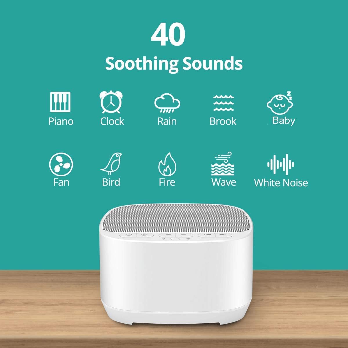 Magicteam White Noise Machine - 40 Soothing Sounds, Memory Function & Sleep Timer | Ideal for Babies, Kids & Adults
