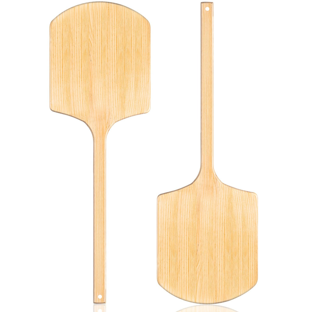 Bokon 2 Pack Wooden Pizza Peel, 16 x 14 Inch Large Pizza Paddle Set with 4 Inch Wooden Handle for Oven, Stone, Pan or Grill, Spatula for Baking Bread and Cake - Indoor & Outdoor